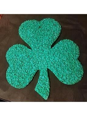 Vintage Melted Plastic Popcorn Wall Art Shamrock ☘️